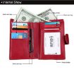 Red Antimagnet RFID Genuine Leather Wallet & Passport Holder for Men - 5