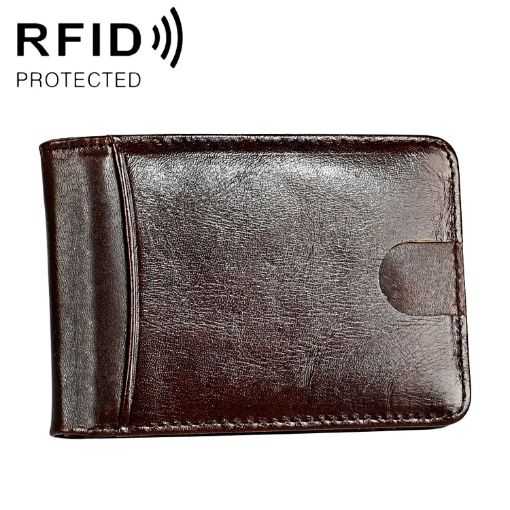KB186 RFID Leather Billfold Card Wallet, Antimagnetic, Unisex, Coffee - 1