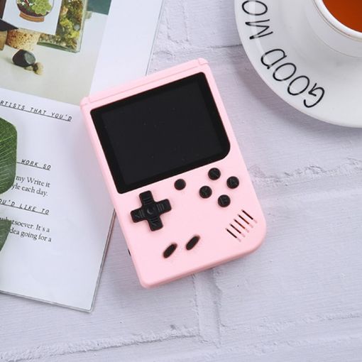 MK500 Macaron Mini Retro Handheld Game Console, 500 Games, AV Output, Pink - 1