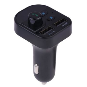 Dual USB Bluetooth FM Transmitter MP3 Player Car Kit, Hands-Free, Black - 1
