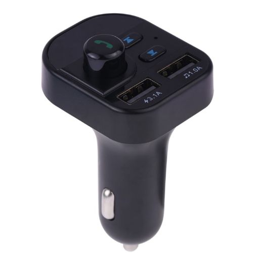 Dual USB Bluetooth FM Transmitter MP3 Player Car Kit, Hands-Free, Black - 1