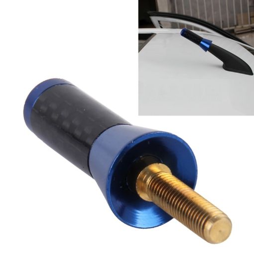 Blue Carbon Fiber Aluminum Short Antenna with Universal Screws Base, Small - 1