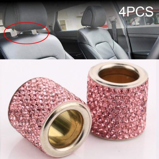 Car Crystal Head Pillow Set - 4 PCS Pink Decorative Accessories - 1