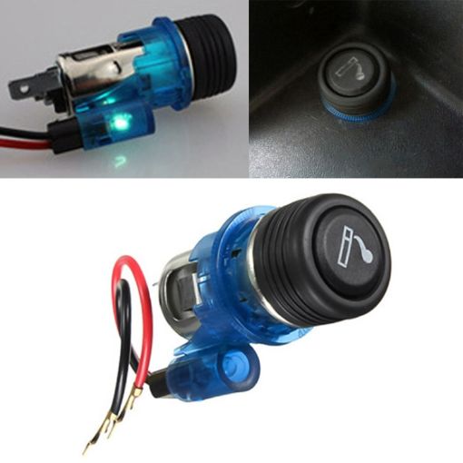 European Standard 12V Car Cigarette Lighter Assembly with Blue Light - 1