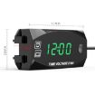 2 in 1 Motorcycle Voltmeter + Clock, Digital Display, 6-30V, IP67, Green - 2
