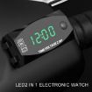 2 in 1 Motorcycle Voltmeter + Clock, Digital Display, 6-30V, IP67, Green - 6