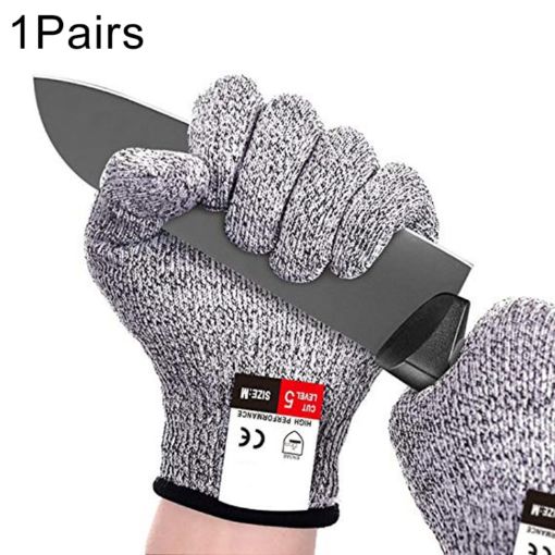 Cut-resistant Gardening Gloves, HPPE, Food-grade, Size M, 22cm, Black - 1