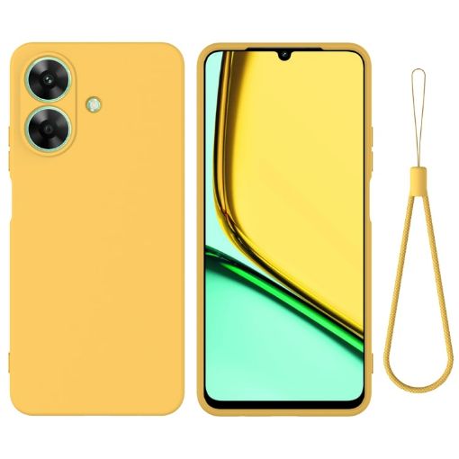 Realme C61/Narzo N61 Yellow Liquid Silicone Dropproof Phone Case - 1