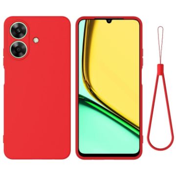Realme Note 60 Red Liquid Silicone Dropproof Full Coverage Phone Case - 1