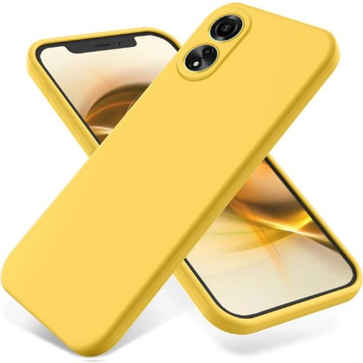 OPPO A58 4G Yellow Liquid Silicone Dropproof Full Coverage Case - 1
