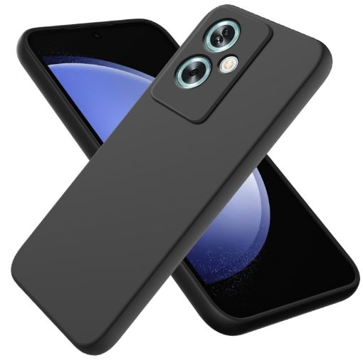 OPPO A79 Black Liquid Silicone Dropproof Full Coverage Phone Case - 1