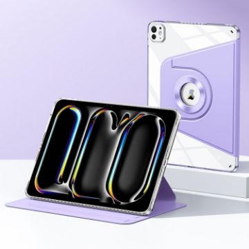 iPad Pro 13 2024 Purple Magnetic Split Leather Smart Case - 1