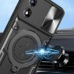 Moto E13 CD Texture Camshield Magnetic Holder Case - Silver - 4