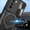 Moto G62 Silver CD Texture Camshield Case with Magnetic Holder - 4