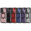 Moto G15 Red CD Texture Camshield Case with Magnetic Holder - 2