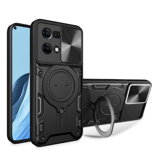 OPPO Reno7/F21 Pro 4G Camshield Magnetic Holder Case - Black - 1