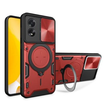 OPPO A38 4G Global CD Texture Camshield Magnetic Holder Case Red - 1