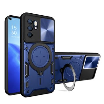 OPPO Reno 6 4G Blue Camshield Magnetic Holder Phone Case - 1