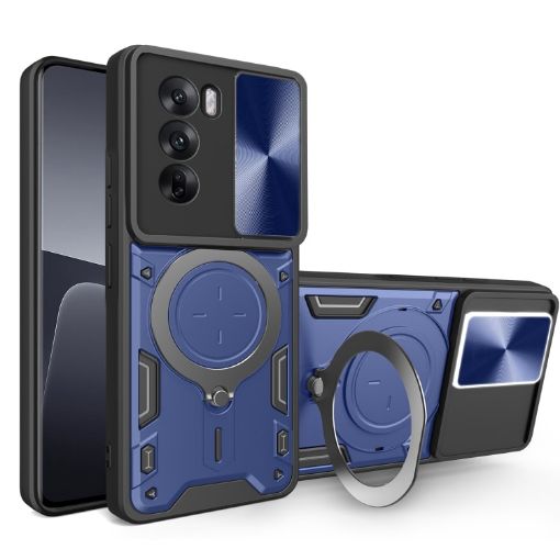 OPPO Reno12 5G Blue Camshield Magnetic Holder Phone Case Global CD Texture - 1