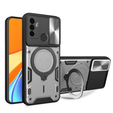 OPPO A53 4G Silver Camshield Magnetic Holder Phone Case CD Texture - 1