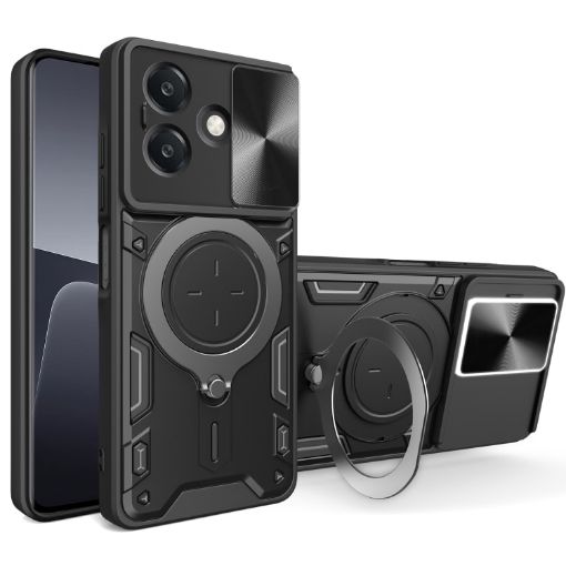 OPPO A3x 5G/4G CD Texture Camshield Magnetic Holder Case Black - 1