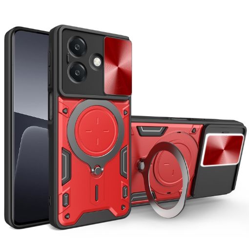 OPPO A3x 5G/4G Red Camshield Magnetic Holder Phone Case India - 1