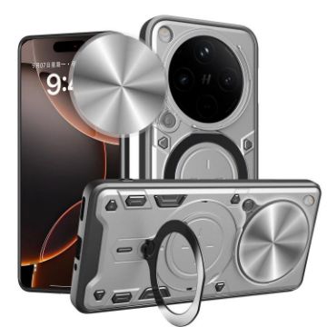 OPPO Find X8 Pro Silver CD Texture Camshield Magnetic Holder Case - 1