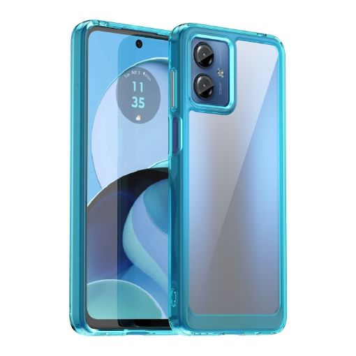 Motorola Moto G14 Acrylic Hybrid TPU Phone Case - Transparent Blue - 1