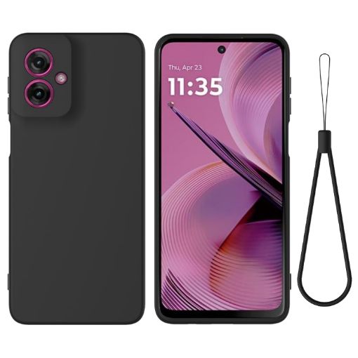 Moto G55 Black Liquid Silicone Dropproof Full Coverage Case - 1