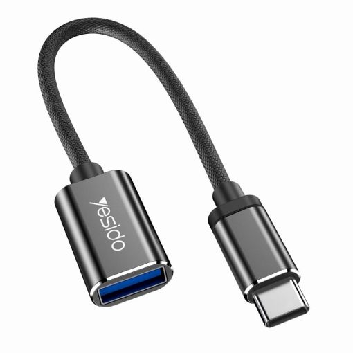 Yesido GS01 Type-C to USB 2.0 OTG Data Converter Cable - Black - 1