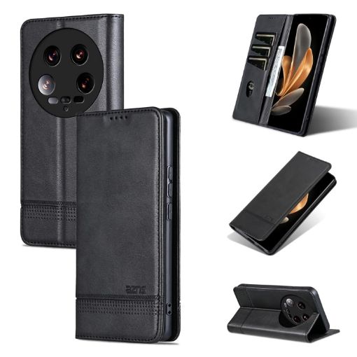 Xiaomi 14 Ultra AZNS Magnetic Flip Leather Phone Case - Black - 1