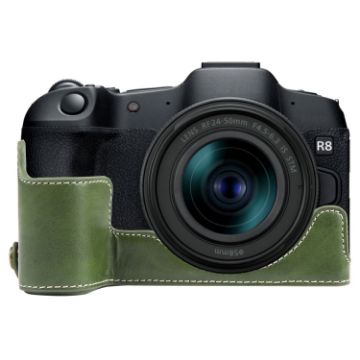 Canon EOS R8 Green PU Leather Camera Half Case Base 1/4" Thread - 1