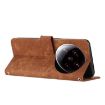 Xiaomi 14 Ultra Brown Leather Phone Case with Lanyard - Stripe Pattern - 3