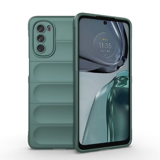Motorola Moto G62 5G Magic Shield TPU Flannel Case - Dark Green - 1