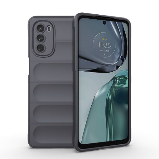 Motorola Moto G62 5G Magic Shield TPU Flannel Case - Dark Grey - 1