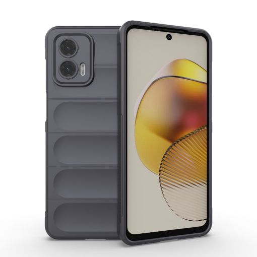 Motorola Moto G73 5G Magic Shield TPU + Flannel Case - Dark Grey - 1
