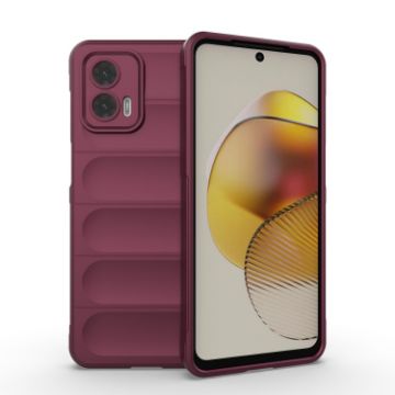 Moto G73 5G Wine Red TPU + Flannel Phone Case - Magic Shield - 1