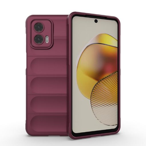 Moto G73 5G Wine Red TPU + Flannel Phone Case - Magic Shield - 1