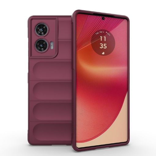 Motorola Edge 50 Fusion 5G Wine Red TPU + Flannel Phone Case - 1