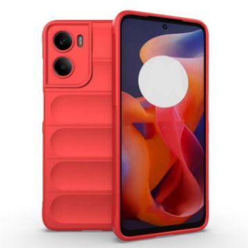 Motorola Moto G05 4G/E15 Red TPU + Flannel Phone Case - Magic Shield - 1