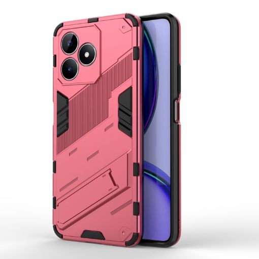 Realme C53 4G Punk Armor Phone Case with Holder - Light Red - 1