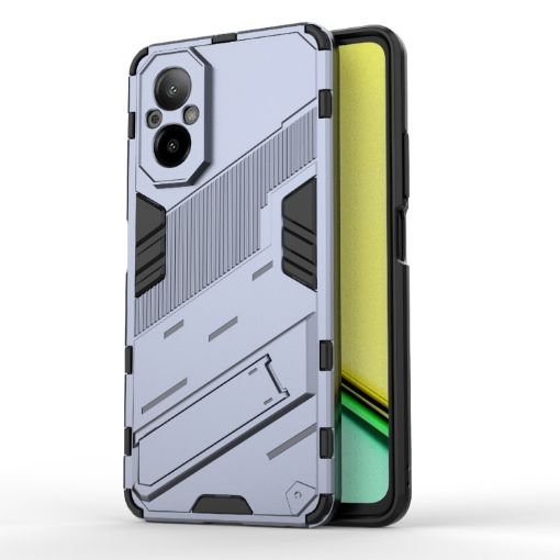 Realme C67 4G Global Punk Armor Phone Case with Holder - Grey - 1