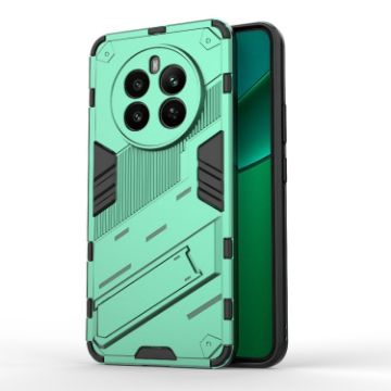 Realme 12+ 5G Punk Armor Phone Case with Holder - Green PC + TPU - 1