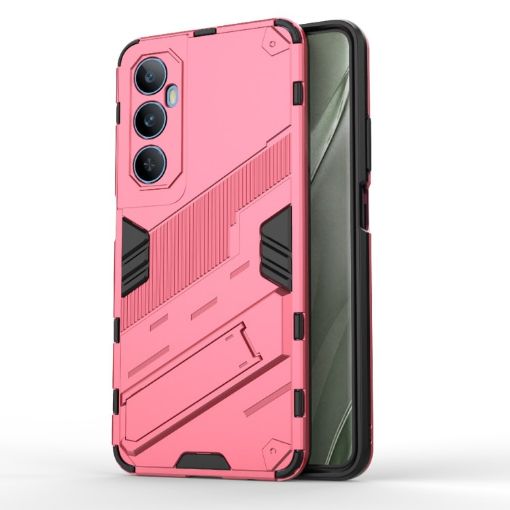 Realme C65 4G Global Punk Armor Phone Case with Holder - Light Red - 1