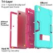 Samsung Galaxy Tab A8 Silicone Hybrid Case with Holder - Mint Green/Rose Red - 4