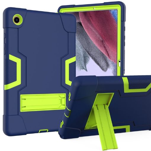 Samsung Galaxy Tab A8 Silicone Hybrid Case with Holder - Navy/Yellow/Green - 1