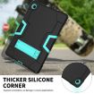 Samsung Galaxy Tab A8 Black Mint Green Robot Silicone Case with Holder - 3