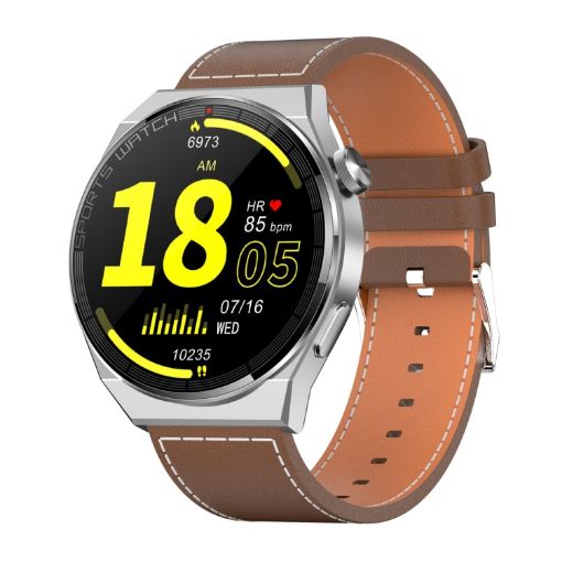 KT62 Smart Watch - 1.36" TFT, Bluetooth Call, Blood Oxygen, Leather Strap - 1