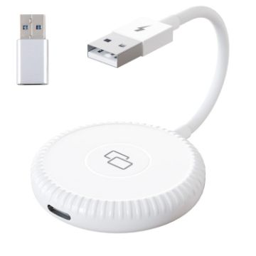 USB-C/Type-C & USB Carplay Mirror Adapter for iPhone - White - 1