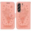 Tecno Camon 40 Pro 4G Pink Butterfly Rose Embossed Leather Case - 1